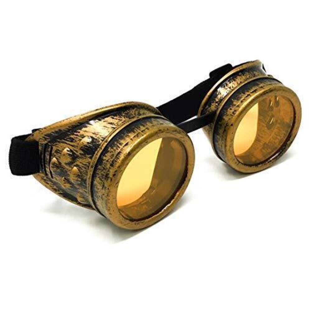 8556 Steampunk Victorian Goggles Rave Glasses in Vintage Gold, Costume